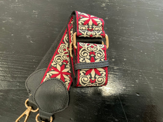 Black/Red Patterned Guitar Strap