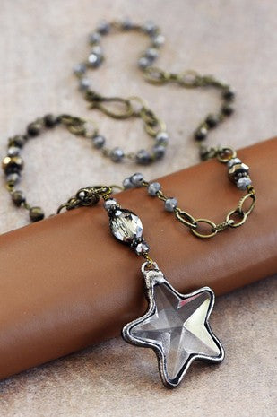 Long Bead Chain with Star Pendant