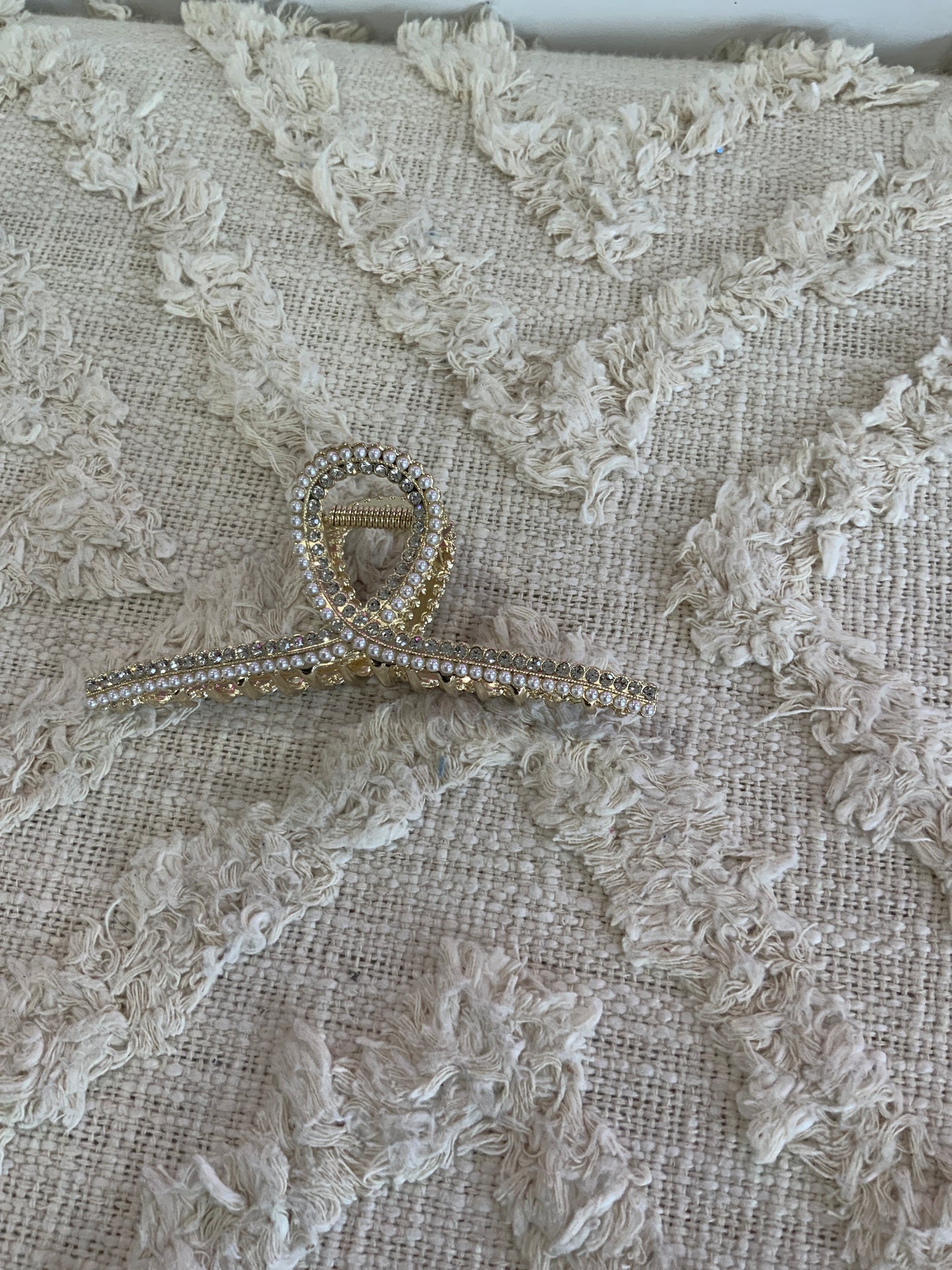 Rhinestone and Pearl Claw Clip
