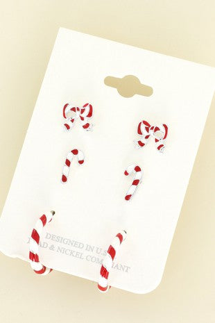 Candy Cane Trio Earring Set