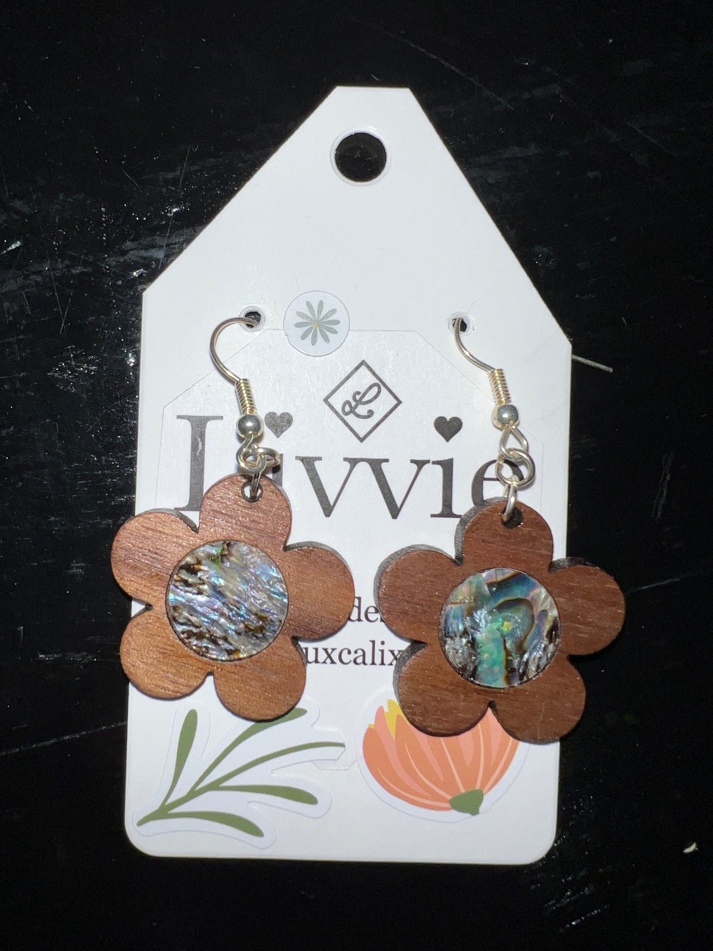 Opal Handmade Wood Earrings