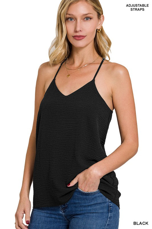 Black Woven V-Neck Cami