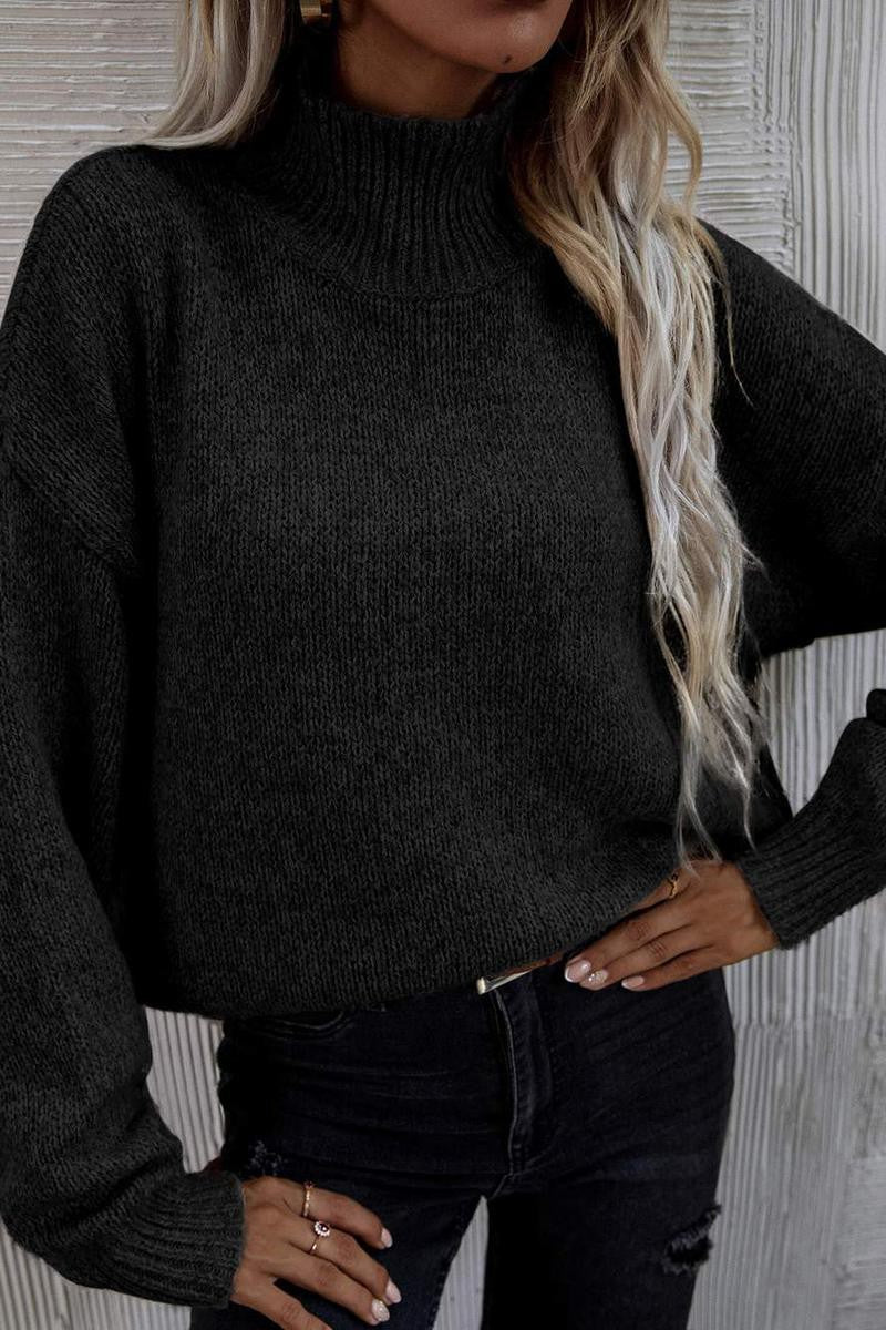 Black Autumn Turtleneck Pullover