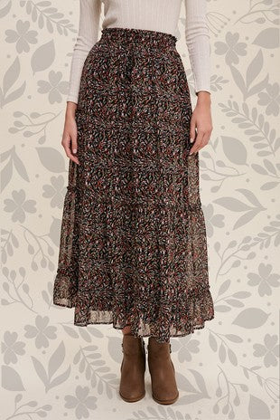 Floral High Waisted Maxi Skirt