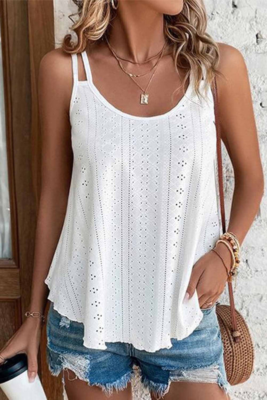 White Eyelet Strappy Tank