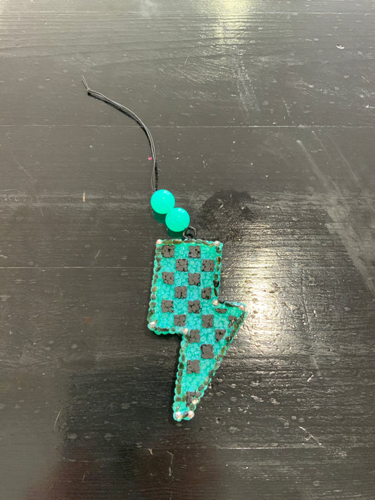 Checkered Lightning Bolt Car Freshie