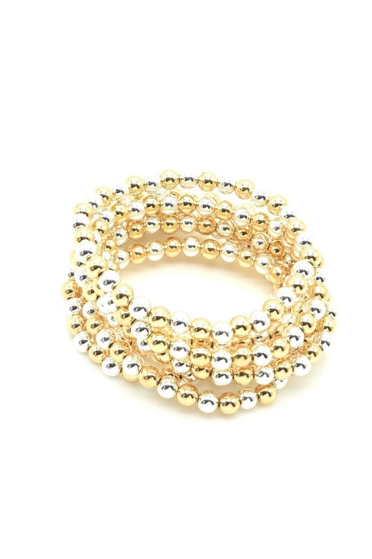 Gold/Silver Beaded Stretch Bracelet