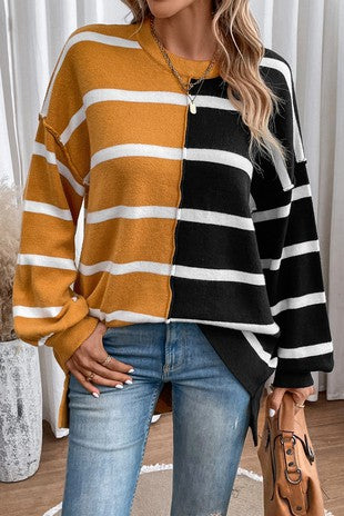 Oversized Contrast Dropped Shoulder Sweater