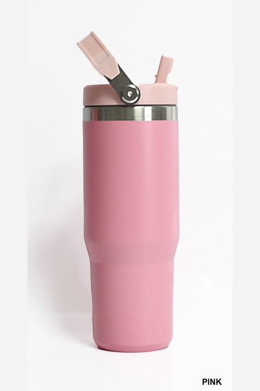 30OZ STAINLESS STEEL FLIP STRAW TUMBLER