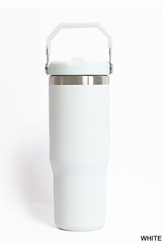 30OZ STAINLESS STEEL FLIP STRAW TUMBLER