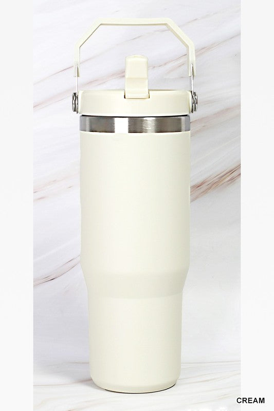 30OZ STAINLESS STEEL FLIP STRAW TUMBLER