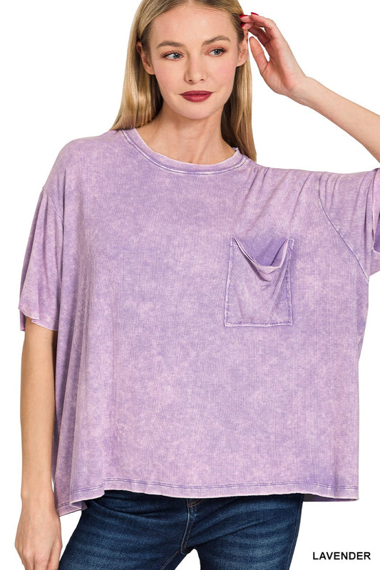 Lavender Ribbed Cropped Zenana T-Shirt