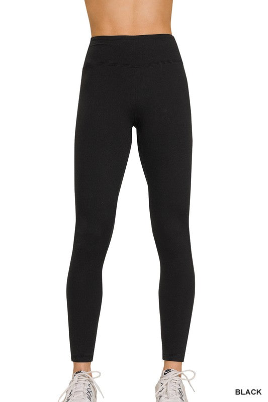 MICROFIBER SOFT WAISTBAND FULL LENGTH LEGGINGS BLACK