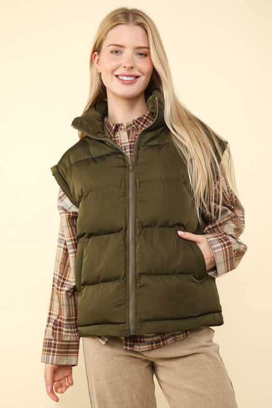 Casual Comfy Puffer Vest Olive