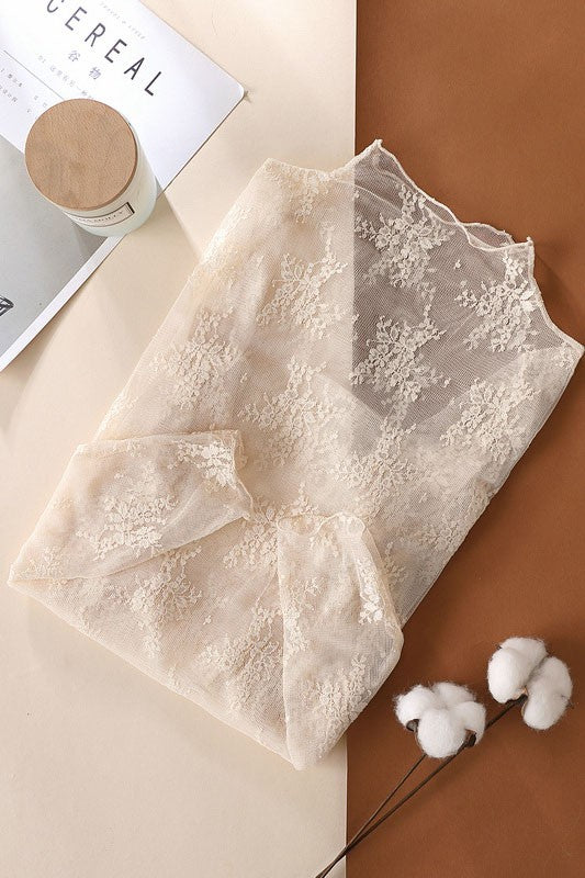 Sheer Beige Long Sleeve Top