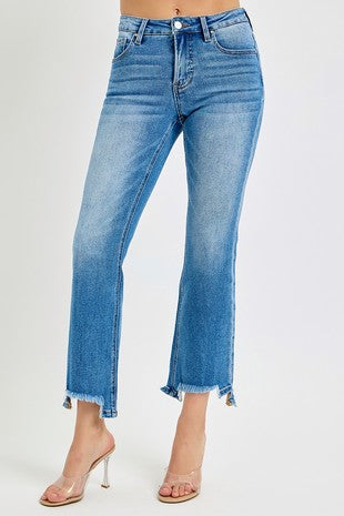 RISEN TUMMY CONTROL MID RISE CROP BOOTCUT JEANS