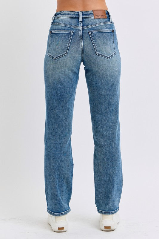 Mid Rise Judy Blue Contrast Wash Destroy Dad Jean