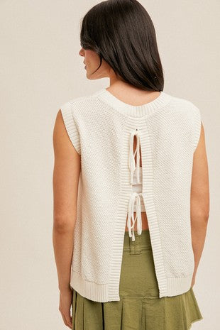 Open Back Sleeveless Sweater Top