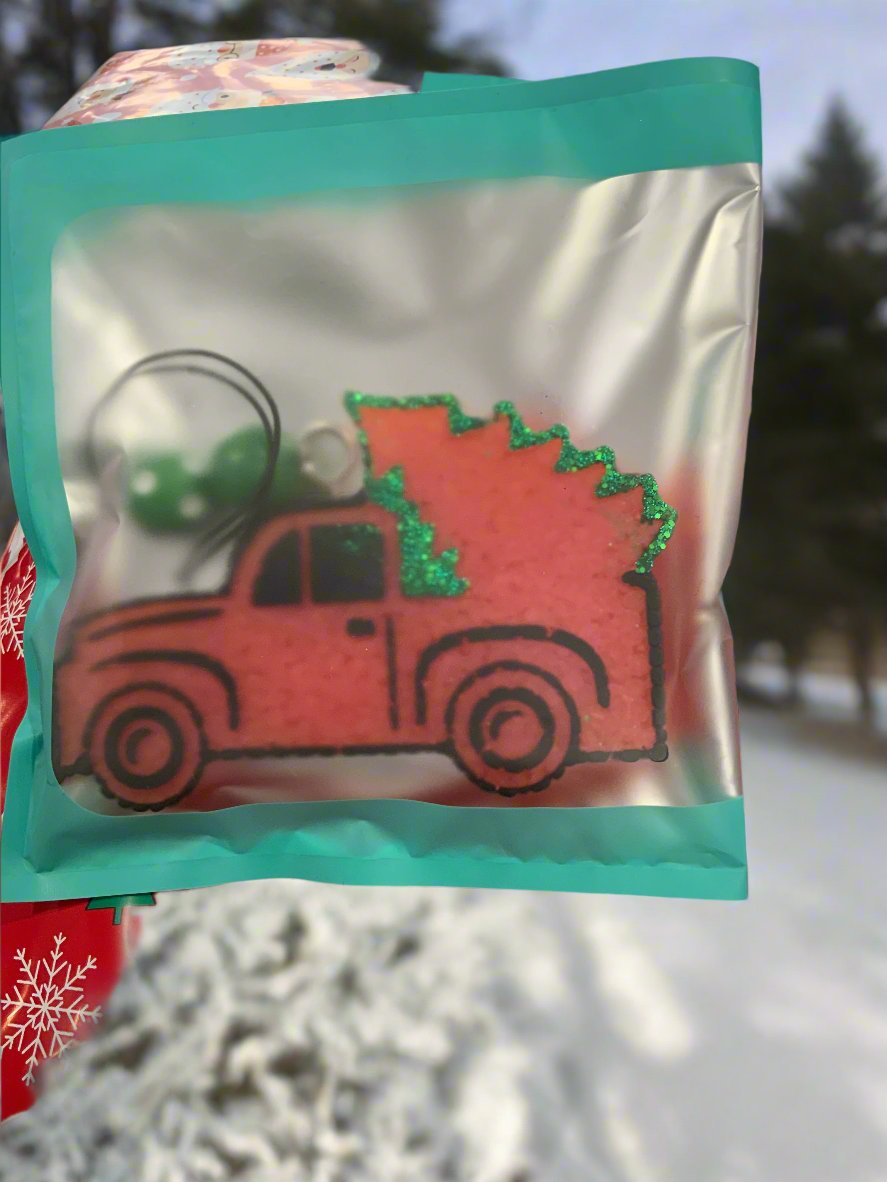 Old Truck with Christmas Tree Car Freshie