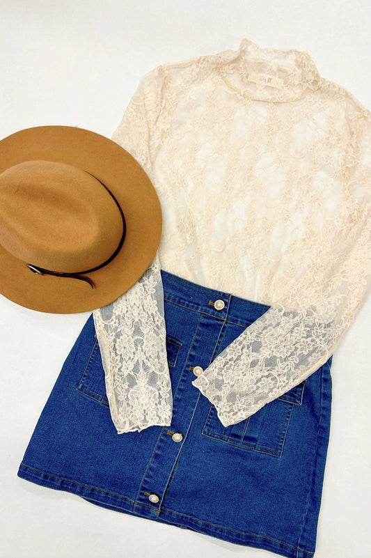 Mocha Plus Floral Mesh Top