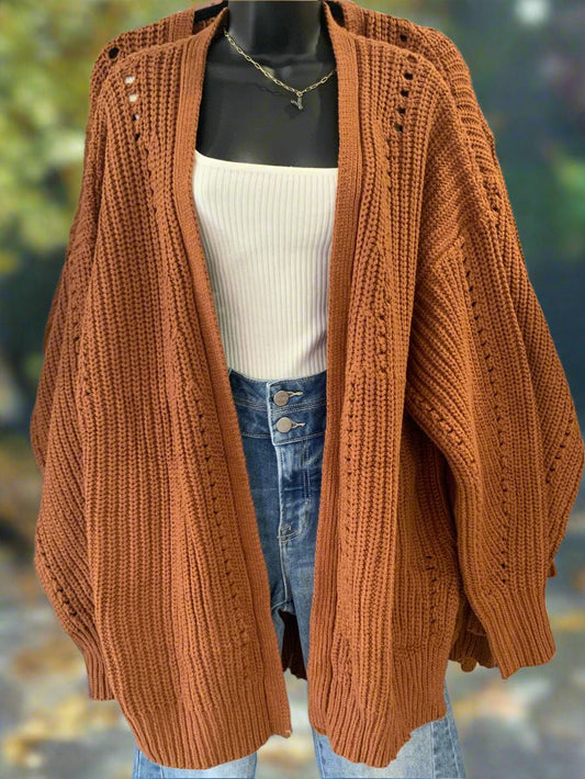 Brown Oversized Knit Cardigan