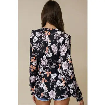 Floral Blouse With Frill