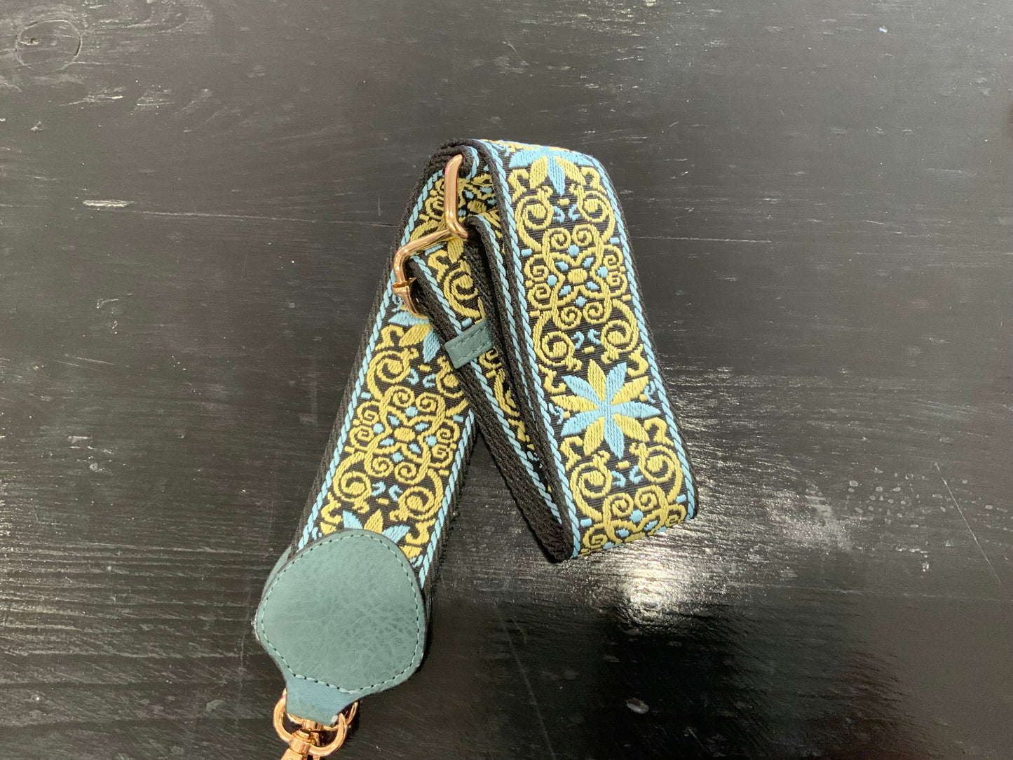 Denim/Black Patterned Guitar Strap
