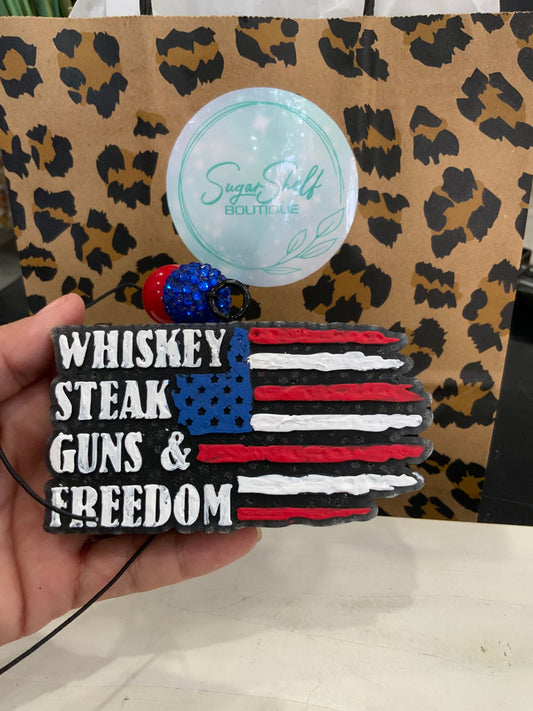 Whiskey and Freedom Flag Car Freshie