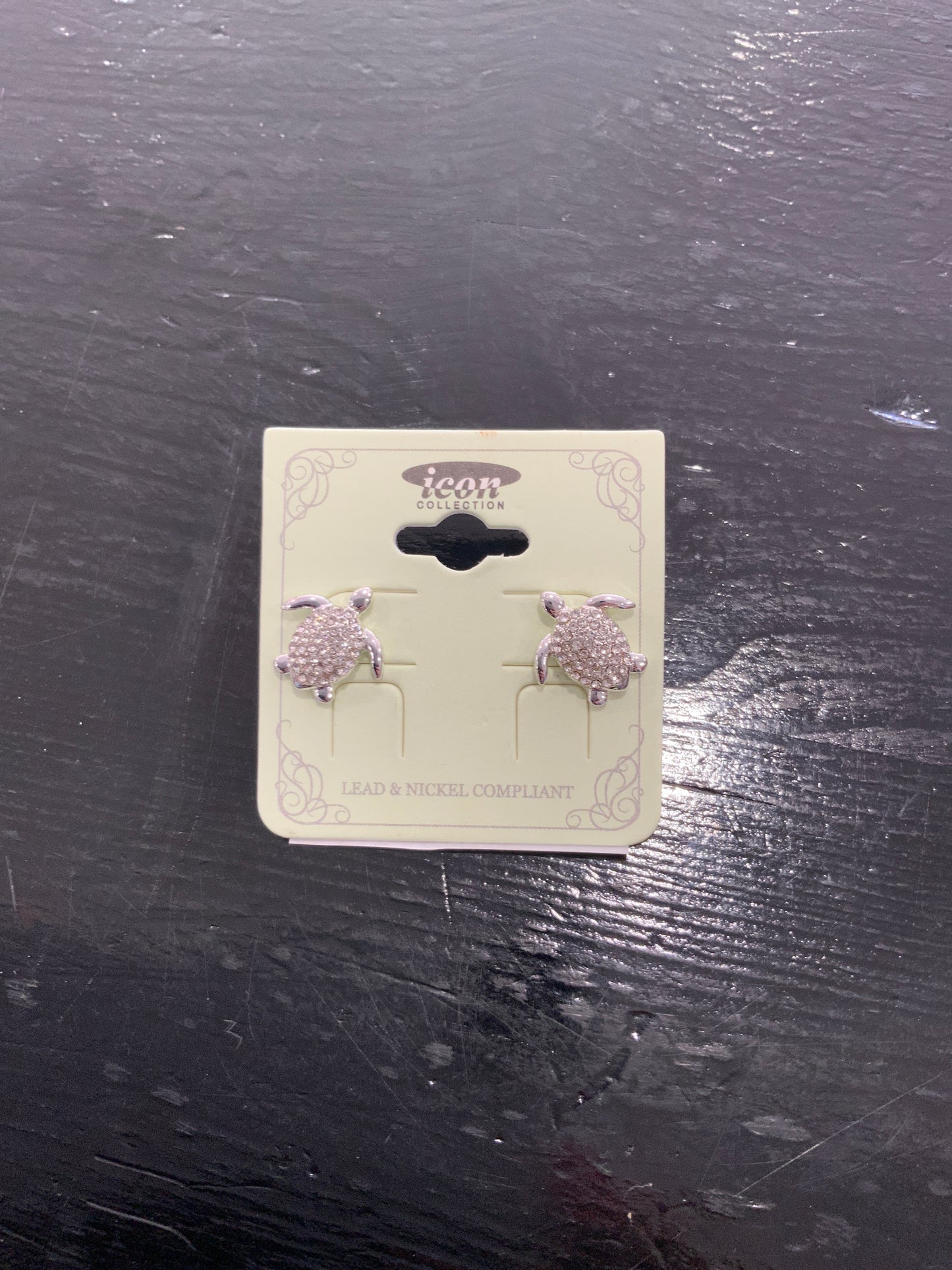 Crytal Turtle Stud Earrings