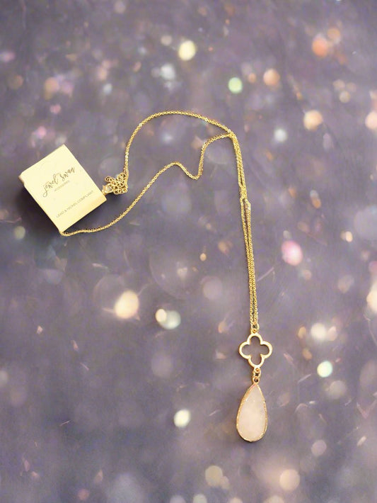 Long Necklace with Stone Accent