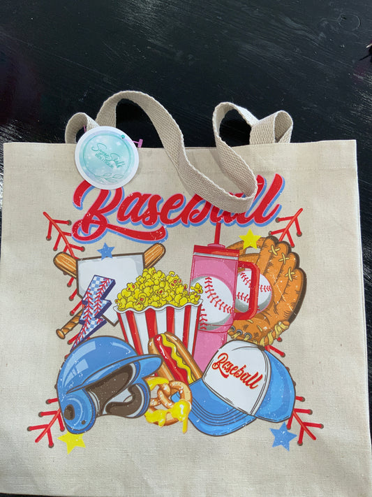 Baseball Collage Canvas Bag