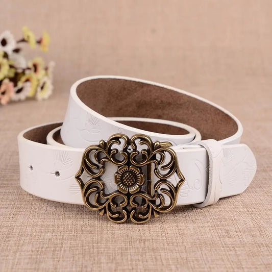 White Vintage Leather Belt