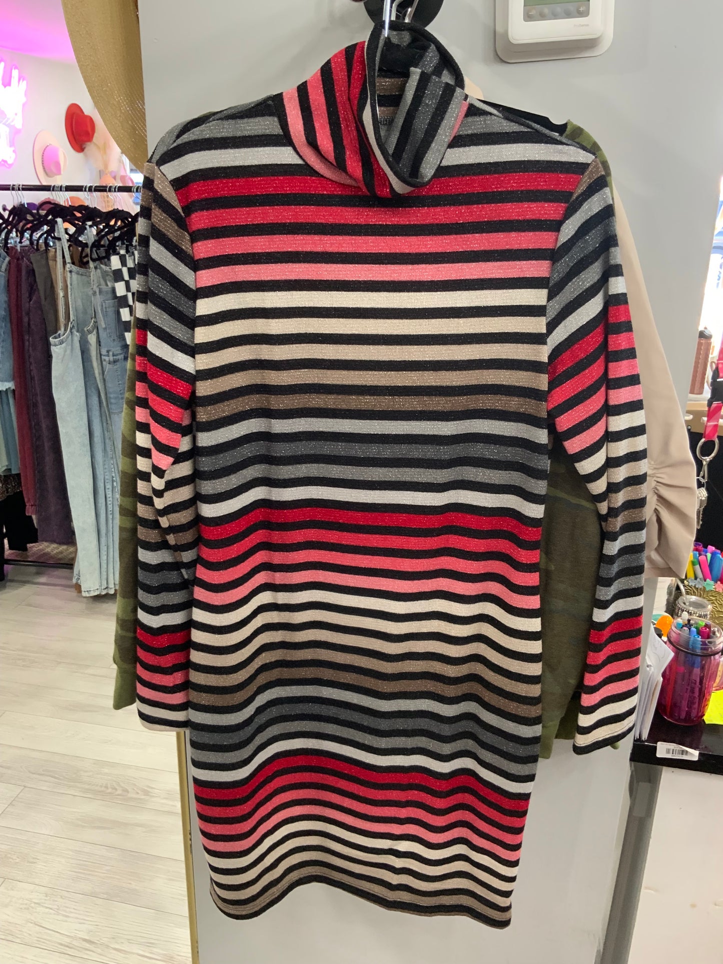 Stripped Multi Color Tunic-Dress PLUS