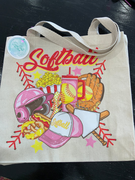 Softball Collage Canvas Bag