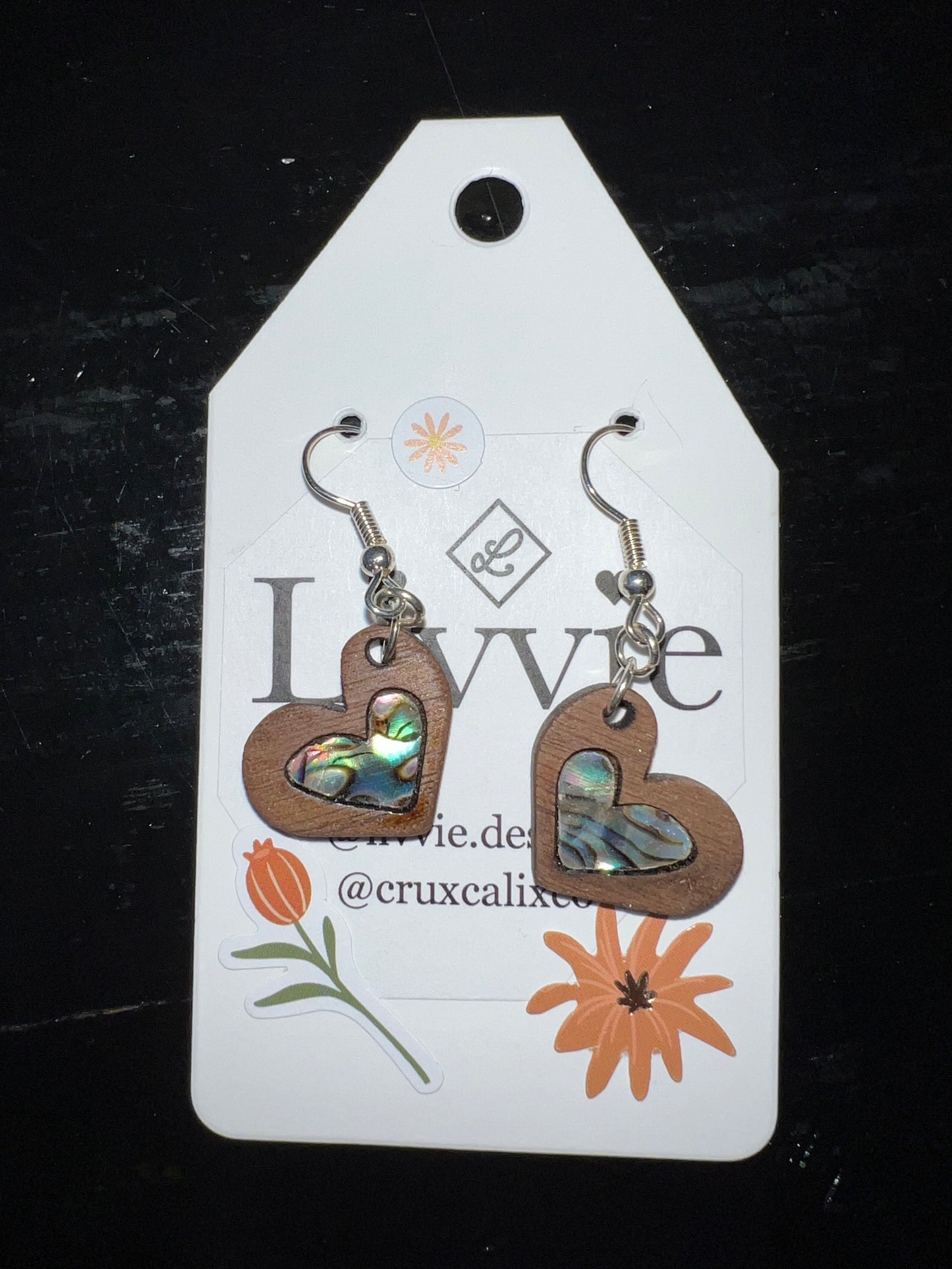 Opal Handmade Wood Earrings