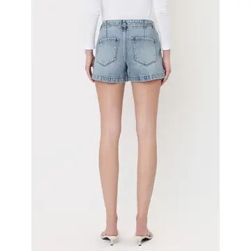 High Rise Waist Tie Denim Shorts