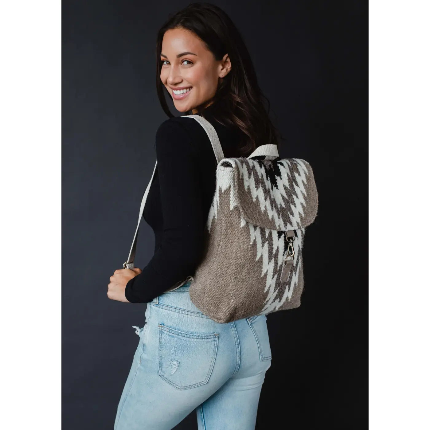 Taupe Black Aztec Backpack