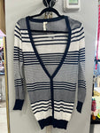 Navy Striped Lightweight Cardigan