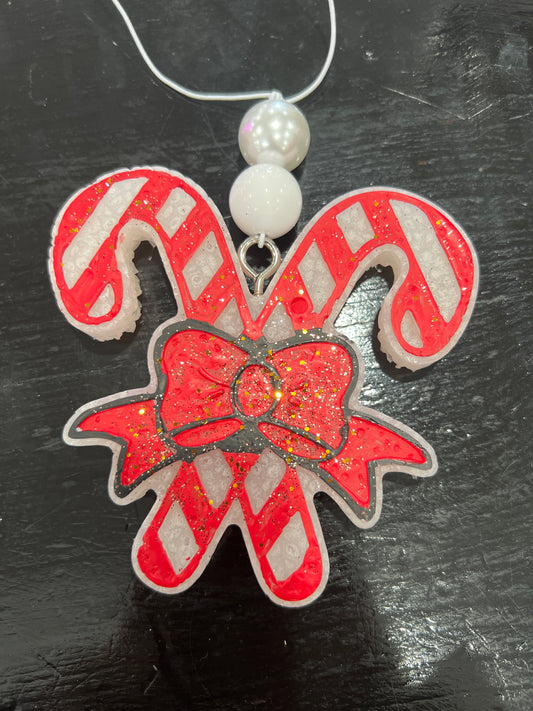 Bow Candy Cane Car Freshie