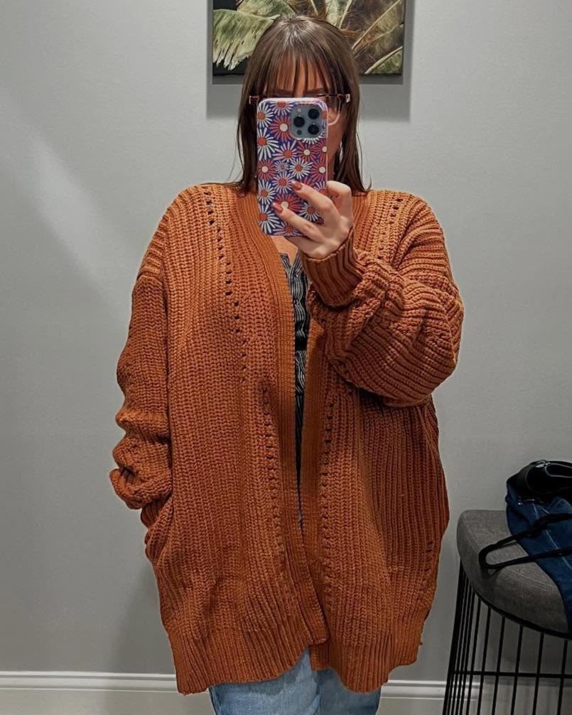 Brown Oversized Knit Cardigan