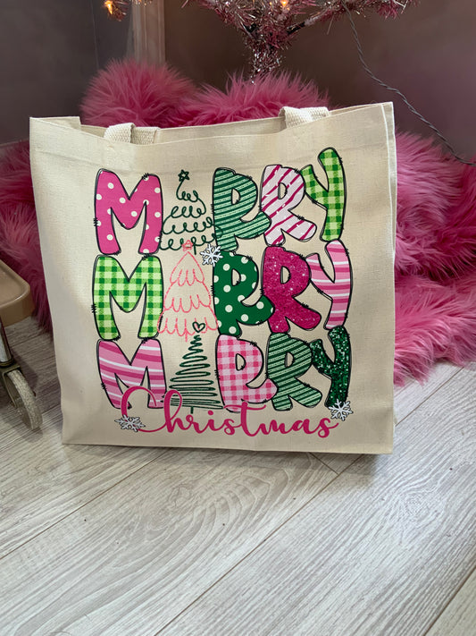 Merry Christmas Canvas Tote