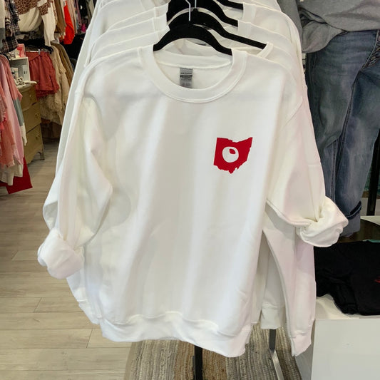 White Ohio wave crewneck