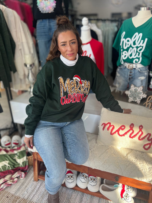 Leopard Merry Christmas Crewneck