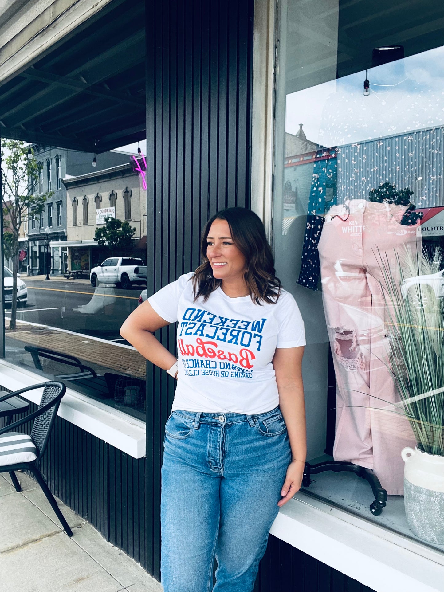 Plus White Baseball Forecast Tee