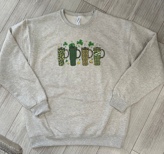 Oatmeal St Patty's Day Trendy Cup Crewneck