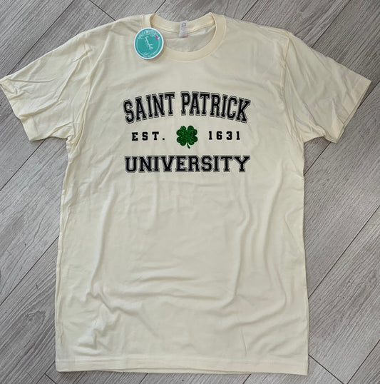 Cream Saint Patrick's University Graphic Tee