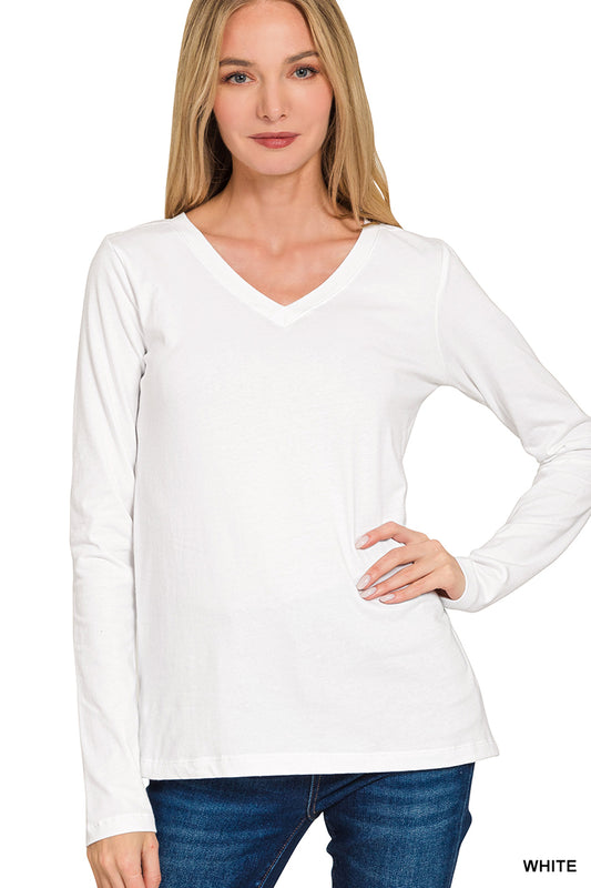 White Cotton Long Sleeve