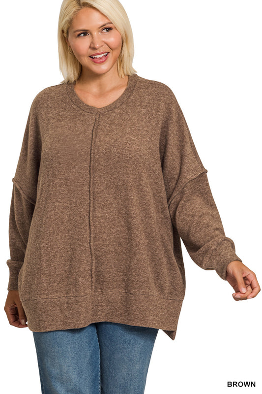 Brown Plus Oversized Sweater