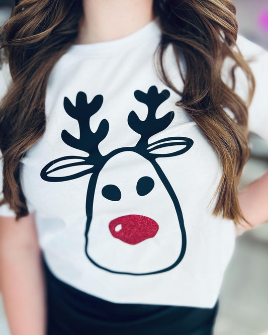 Plus Glitter Reindeer Short Sleeve