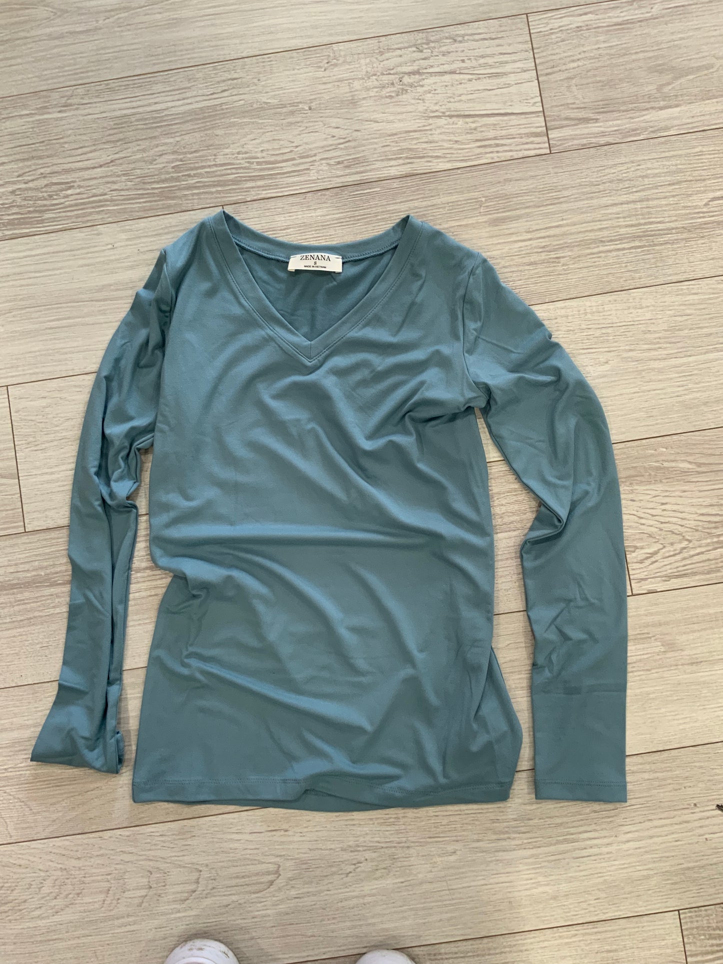 Blue Grey Zenana Long Sleeve Tee